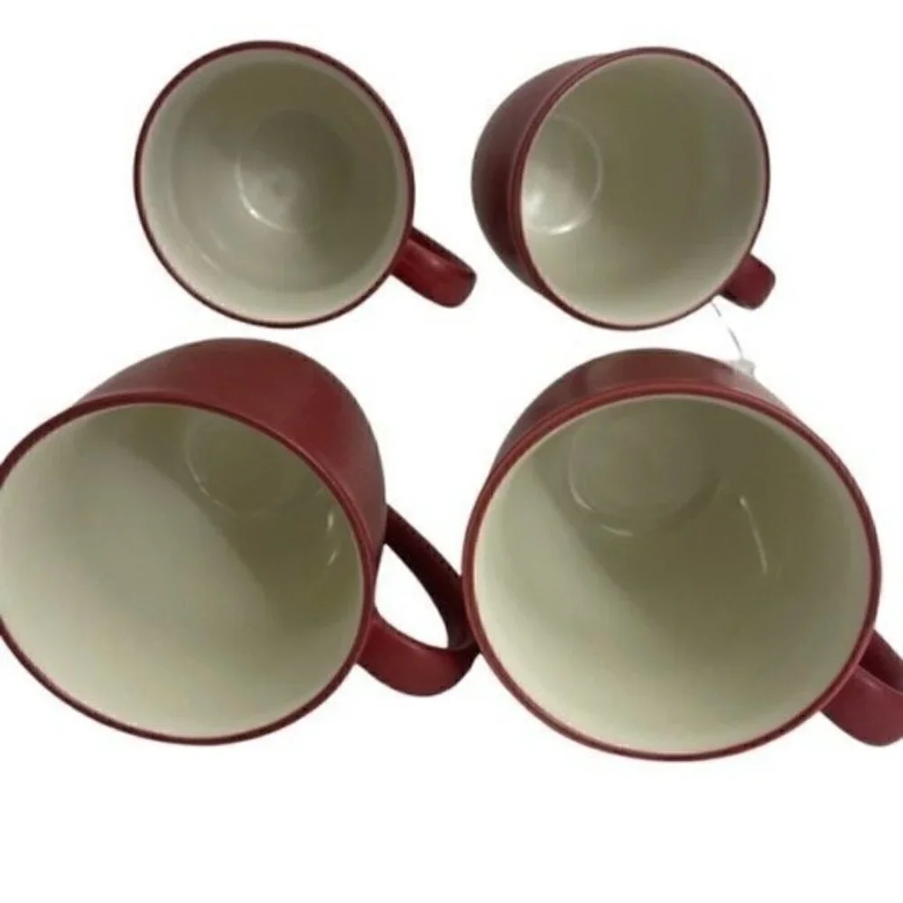 Noritake Colorwave Raspberry Stoneware 12 Oz Mugs - Set Of 4 # 8045Y